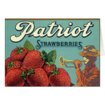 Patriot Strawberries Vintage Fruit Crate Label Art Greeting Card
