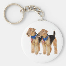 Patriotic Airedale, Lakeland, Welsh Terrier Keychain
