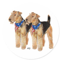 Patriotic Airedale, Lakeland, Welsh Terrier Sticker