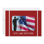 Patriotic American Flag with Veteran Soldier Custom Announcements