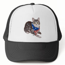 Patriotic American Shorthair Tabby Cat Trucker Hat