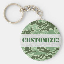 Patriotic Army Custom Green Camouflage Designs Keychain
