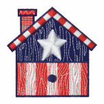 Patriotic bird house embroidered womens polo shirt