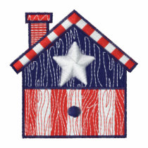Patriotic bird house embroidered womens polo shirt