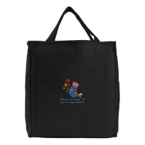 Patriotic Birdie Embroidered on Tote Bag