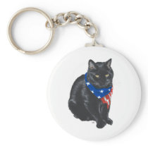 Patriotic Black Cat Key Chain