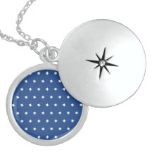 Patriotic Blue and White Stars Freedom Personalized Necklace