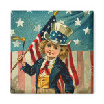 Patriotic Boy Square Magnet