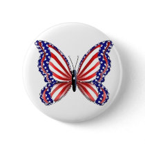 Patriotic Butterfly Pinback Button