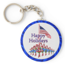 Patriotic Candy Canes Keychain