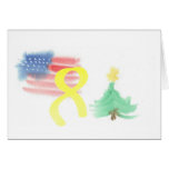 Patriotic Christmas Card w/ Yellow Ribbon