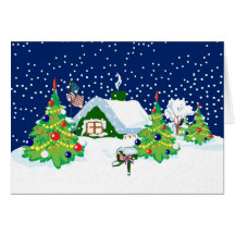 Patriotic Christmas Cottage Cards