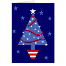 Patriotic Christmas Tree Greeting Cards