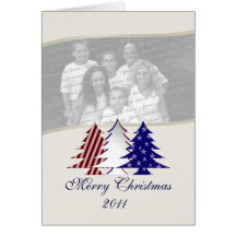 Patriotic Christmas Trees Greeting Card
