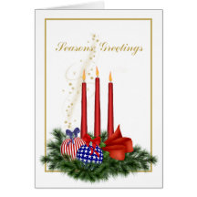 Patriotic Christmas with Candles Greeting Card