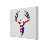 Patriotic Deer Skull Stretched Canvas Print