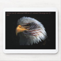 Patriotic Eagle with flag background Mouse Pads