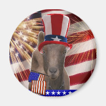 PATRIOTIC GOAT 4th OF JULY GIFTS Fridge Magnets