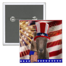 PATRIOTIC GOAT 4th OF JULY GIFTS Pinback Button