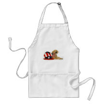 Patriotic Golden Puppy Aprons
