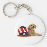 Patriotic Golden Puppy Key Chain