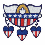 Patriotic hanging hearts USA embroidered shirt