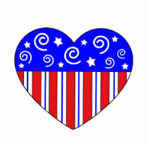 Patriotic Heart Christmas Ornament Cut Out