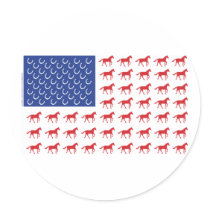 Patriotic Horses American Flag Round Stickers