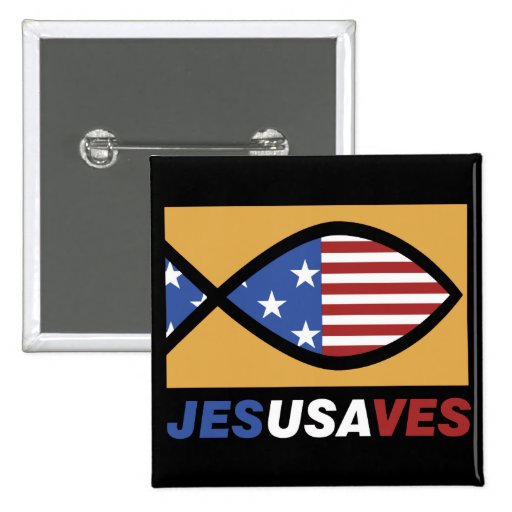 Patriotic Jesus Saves button
