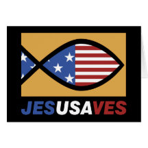 Patriotic Jesus Saves card