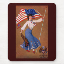 Patriotic Lady, US flag and Eagle Mousepads
