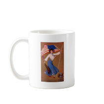 Patriotic Lady, US flag and Eagle Coffee Mug