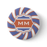 Patriotic Monogram Retro Spiral Red White Blue buttons