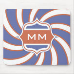 Patriotic Monogram Retro Spiral Red White Blue mousepads