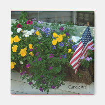 "Patriotic Pansy Window Box" Magnets