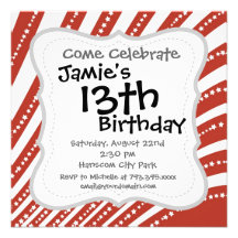 Patriotic Red and White Stars and Stripes Pattern Custom Invitations