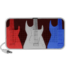 Patriotic Red White Blue Electric Guitars Doodle iPhone Speaker