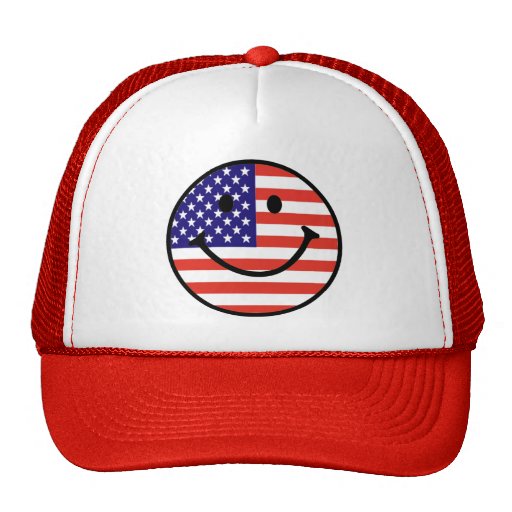 Patriotic Smiley Face Trucker Hats