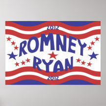 Patriotic Stars Romney Ryan Poster