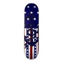 Patriotic Stars Stripes Anchor Sailor Pattern Skateboard