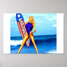 Patriotic Surfer Girl Posters