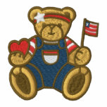 Patriotic teddy bear with heart embroidered shirt embroidered shirts