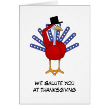 Patriotic Thanksgiving Turkey Saluting Cards