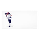 Patriotic US Flag and Fireworks Boy photo cards