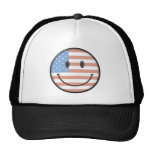 Patriotic USA Flag Smiley Face Mesh Hat