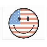 Patriotic USA Flag Smiley Face Postcard