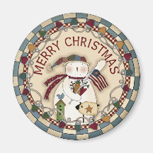 Patriotic USA Snowman Magnet