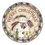 Patriotic USA Snowman Round Stickers