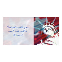 Patriotic USA Statue of Liberty Flag Photo Card