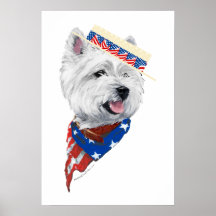 Patriotic West Highland White Terrier Poster